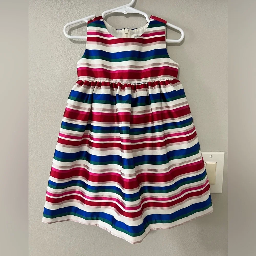 Gymboree Girls Rainbow Stripe Dress 2T Bow Back Party Easter Spring Dress